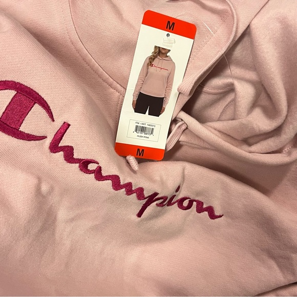 NWT Champion Long Sleeve Pink Logo Embroidered Hoodie Sweatshirt Size Medium - Picture 12 of 15